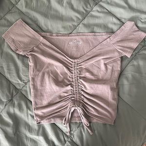 hollister off the shoulder cropped shirt
